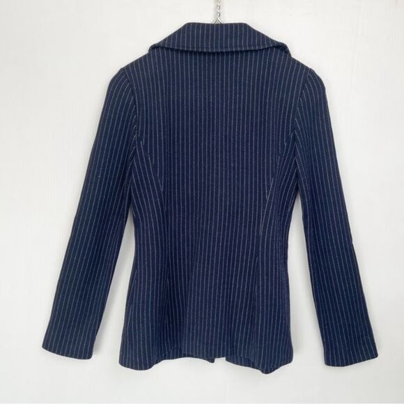 St. John Evening Navy blue striped Button Up Front Blaze 2 - Picture 2 of 8